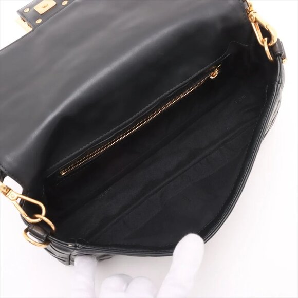 Fendi ZUCCA Mamma Baguette Leather 2-Way Shoulder Bag – Black - Picture 8 of 11